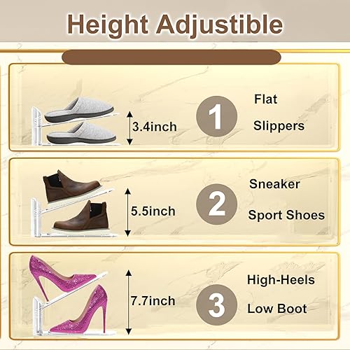 Miniatura 4 de Organizador transparente para zapatos, 12 unidades, apilador de zapatos, organizador para armario, soportes ajustables para zapatos, ahorradores de