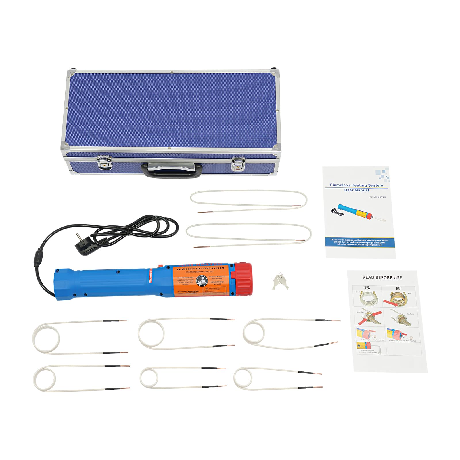 Induktionsheizgerät mit 6 Starren Spulen,2 Flexiblen Spulen,1100W kfz Induktionsheizer 5-40 Sekunden Lösen Max. 800°C mit LED-Anzeigeleuchte,Magnetischer Induktion Schraubenlöser Set,KFZ-Werkzeuge