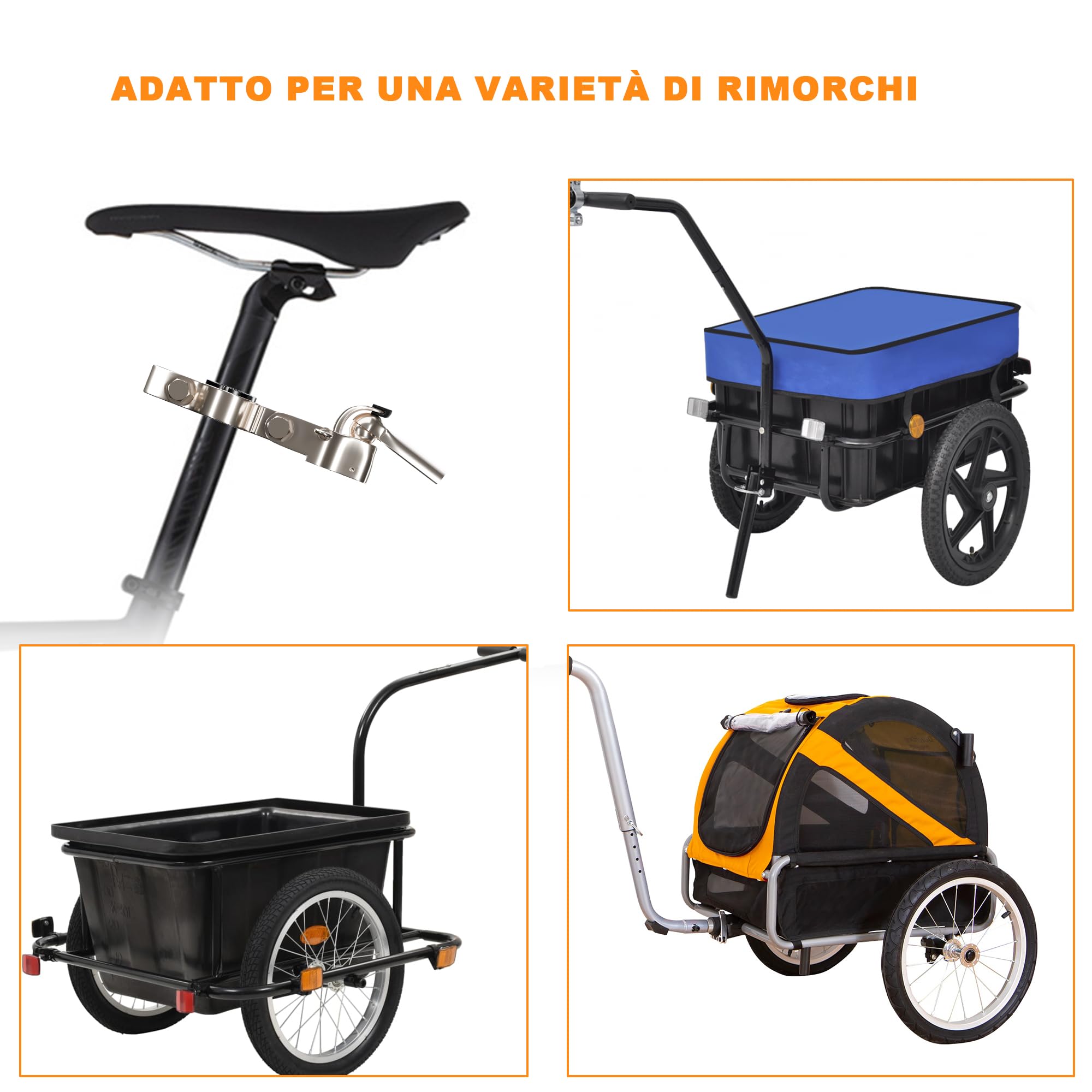 Gancio per Rimorchio Bici, Attacco Rimorchio Bicicletta, Sistema di Traino Compatibile Reggisella