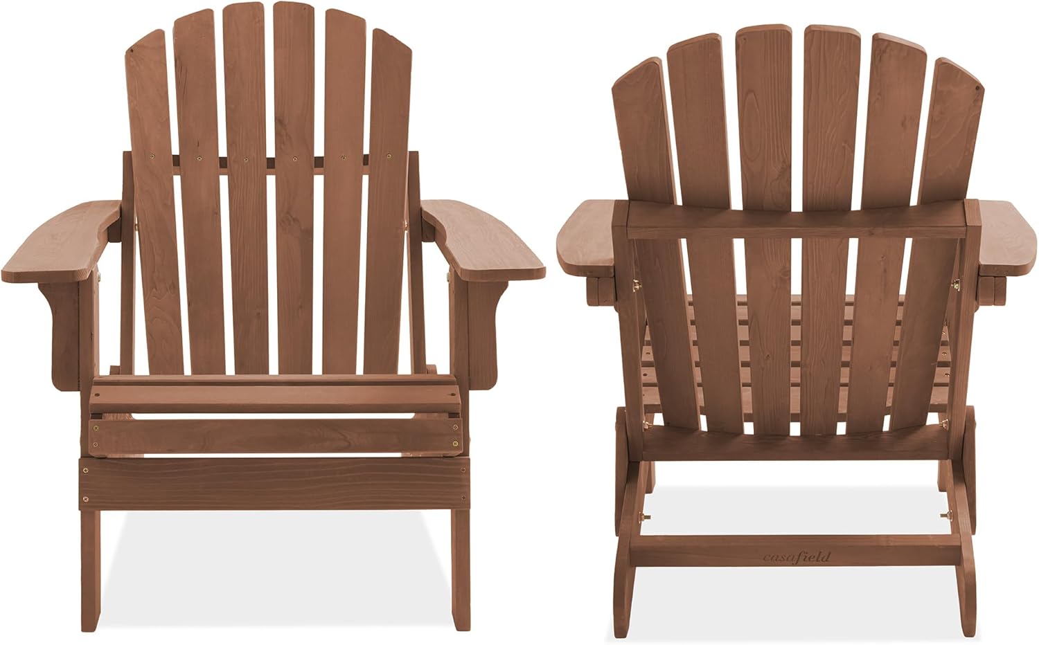 Casafield Oversized Folding Adirondack Chair, Set of 2 Cedar Wood Outdoor Fire Pit Lounge Chairs for Patio, Deck, Yard, Lawn and Garden Seating, Partially Pre-Assembled - Espresso