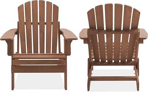 Miniatura 6 de Casafield Silla Adirondack plegable de gran tamaño, juego de 2 sillas de madera de cedro para exteriores para patio, terraza, patio, césped y
