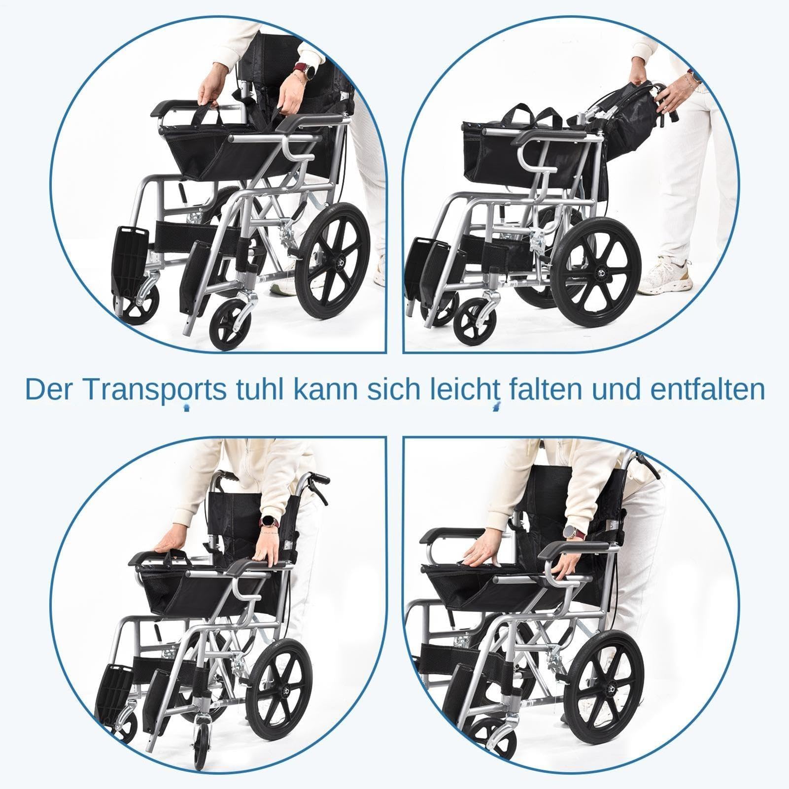 Silla de ruedas ultraligera, plegable, ligera, 100 kg, plegable y ligera, freno en las asas, silla de ruedas de viaje para discapacitados y personas mayores, apoyabrazos, ligera, asiento de 46 cm