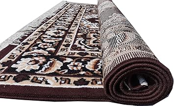 Sifa Carpet Traditional Polyster Carpet for Living Room with Anti Skid - (6x8 Feet Brown Color, Rectangular)
