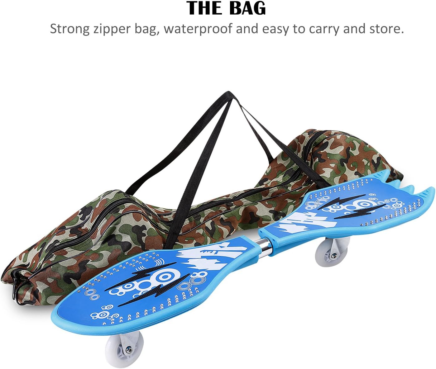 32" Ripstik Caster Board Plastic Deck Skateboard With Light Up Wheels and Carrying Bag, High Quality, Max user up to 220Lbs