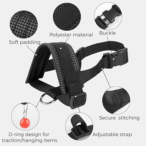 Miniatura 4 de Bozal de nailon para perros pequeños, medianos, grandes para evitar que muerdan, ladren y mastiquen, lazo ajustable (XXXLNegro)