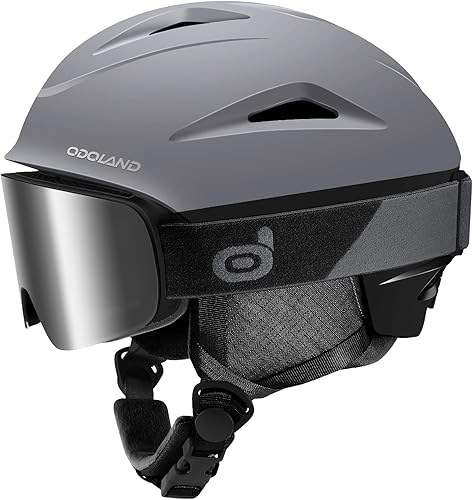 Miniatura 1 de Odoland - Casco de esquí y lentes de esquí, a prueba de golpes, resistente al viento, casco deportivo de seguridad y lentes protectores para