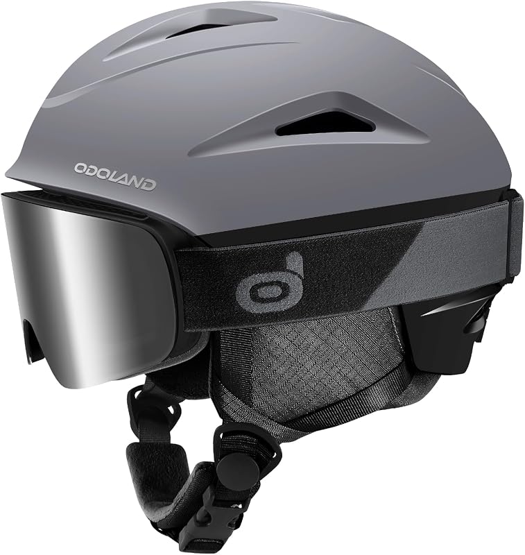 Odoland Ski Helmet, Snowboard Helmet with Ski Goggles for Adults and Youth, Audio Compatible, Shockproof, Windproof, Safety Snow Sports Helmet and Protective Glasses for Men Women