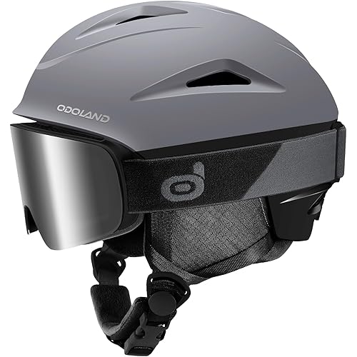 Odoland Ski Helmet, Snowboard Helmet with Ski Goggles, Shockproof, Windproof, Safety Snow Sports Helmet and Protective Glasses for Men Women Youth