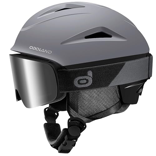 Odoland Ski Helmet, Snowboard Helmet with Ski Goggles for Adults