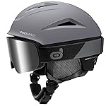 Odoland Ski Helmet, Snowboard Helmet with Ski Goggles for Adults and Youth, Audio Compatible, Shockproof, Windproof, Safety Snow Sports Helmet and Protective Glasses for Men Women, Grey, S