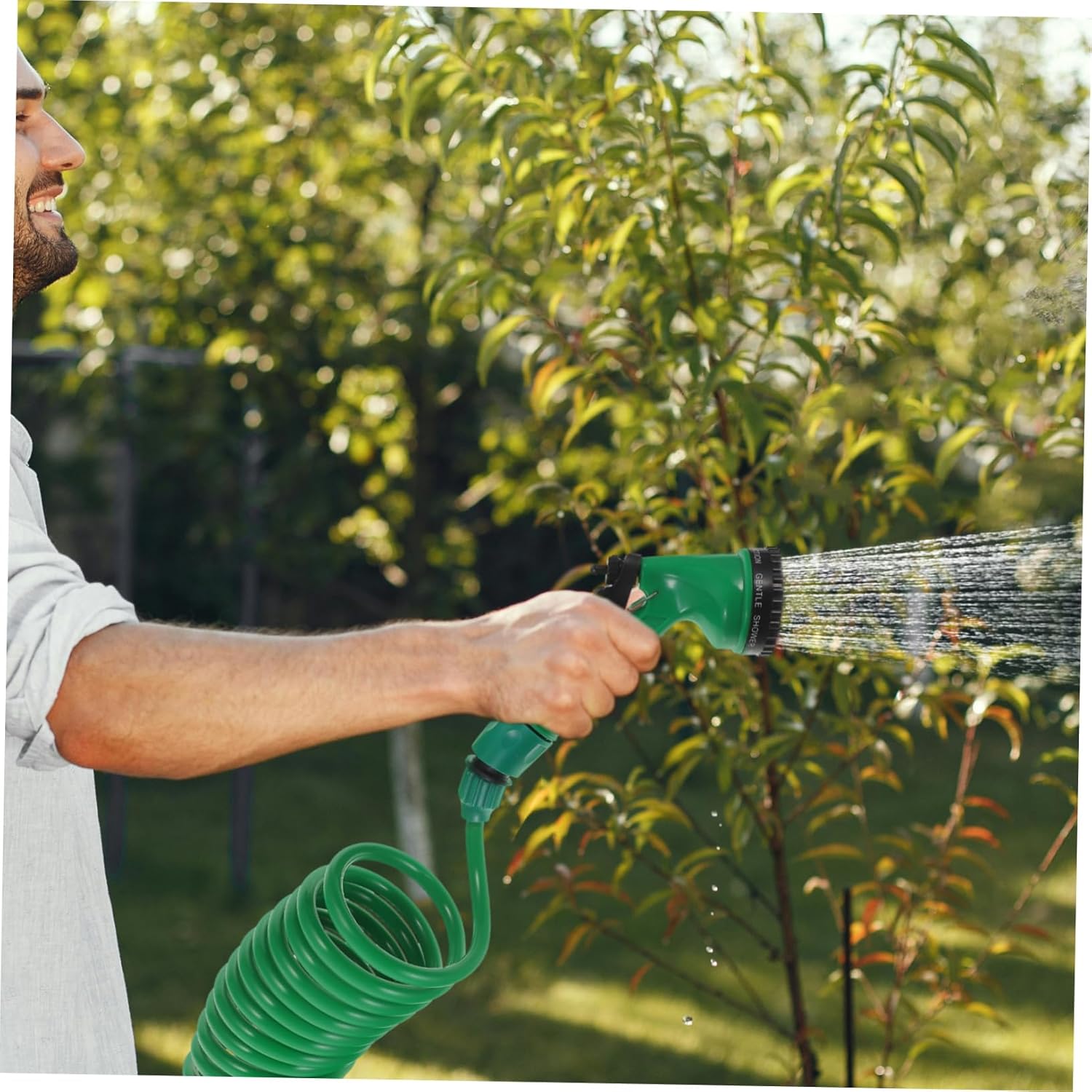 10m Coiled Garden Hose Retractable Water Hose for Irrigation and Car Washing Spring Design for Easy Use for Lawn Care and Outdoor Cleaning