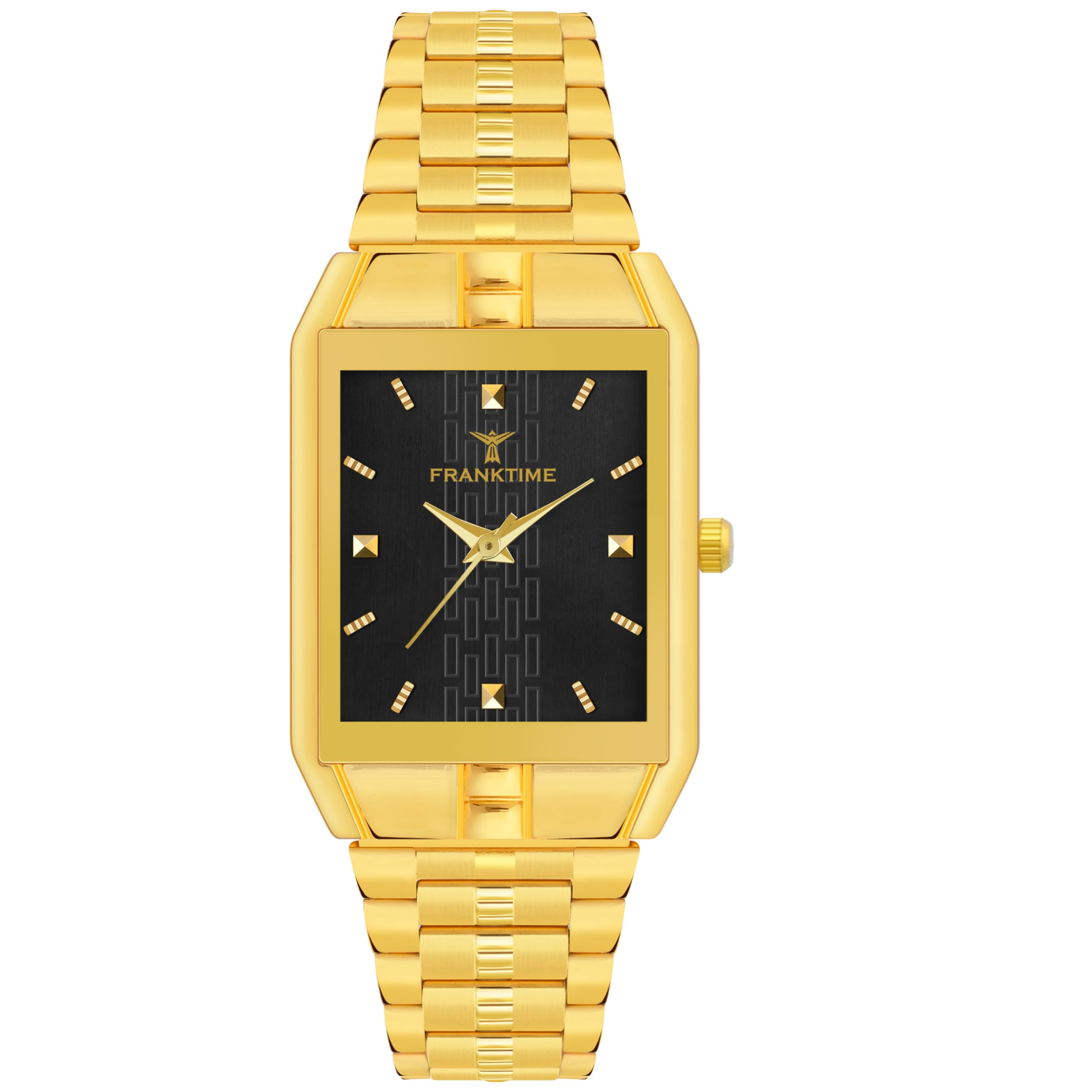 Stylish Vintaz Series | Black Square Dial | Day and Date Function | Gold Linked Chain Strap Analog Watch for Men-image-38