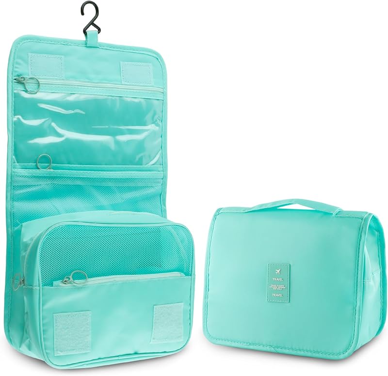 Necessaire suspensa Motroce para viagem em poliéster, azul-claro