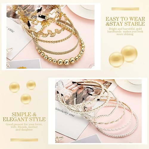 Miniatura 2 de 12 diademas de perlas con diamantes de imitación, diadema de novia blanca perla sintética, diadema de novia de aleación dorada, diadema metálica de