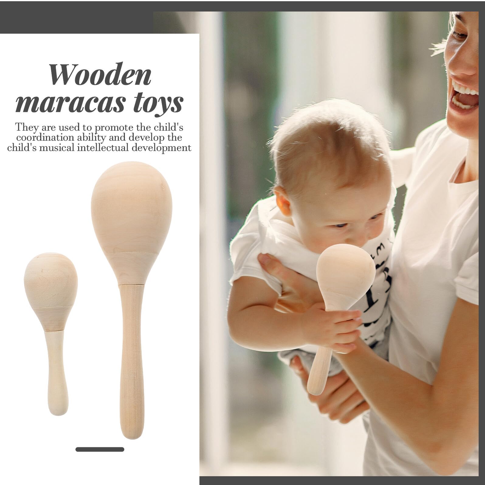 Maracas in Legno Per Ragazzo Ragazza 12 Pezzi Fai Da Te, Strumento Musicale Shaker Compatto, Giocattolo Didattico Creativo Per Scuole e Feste