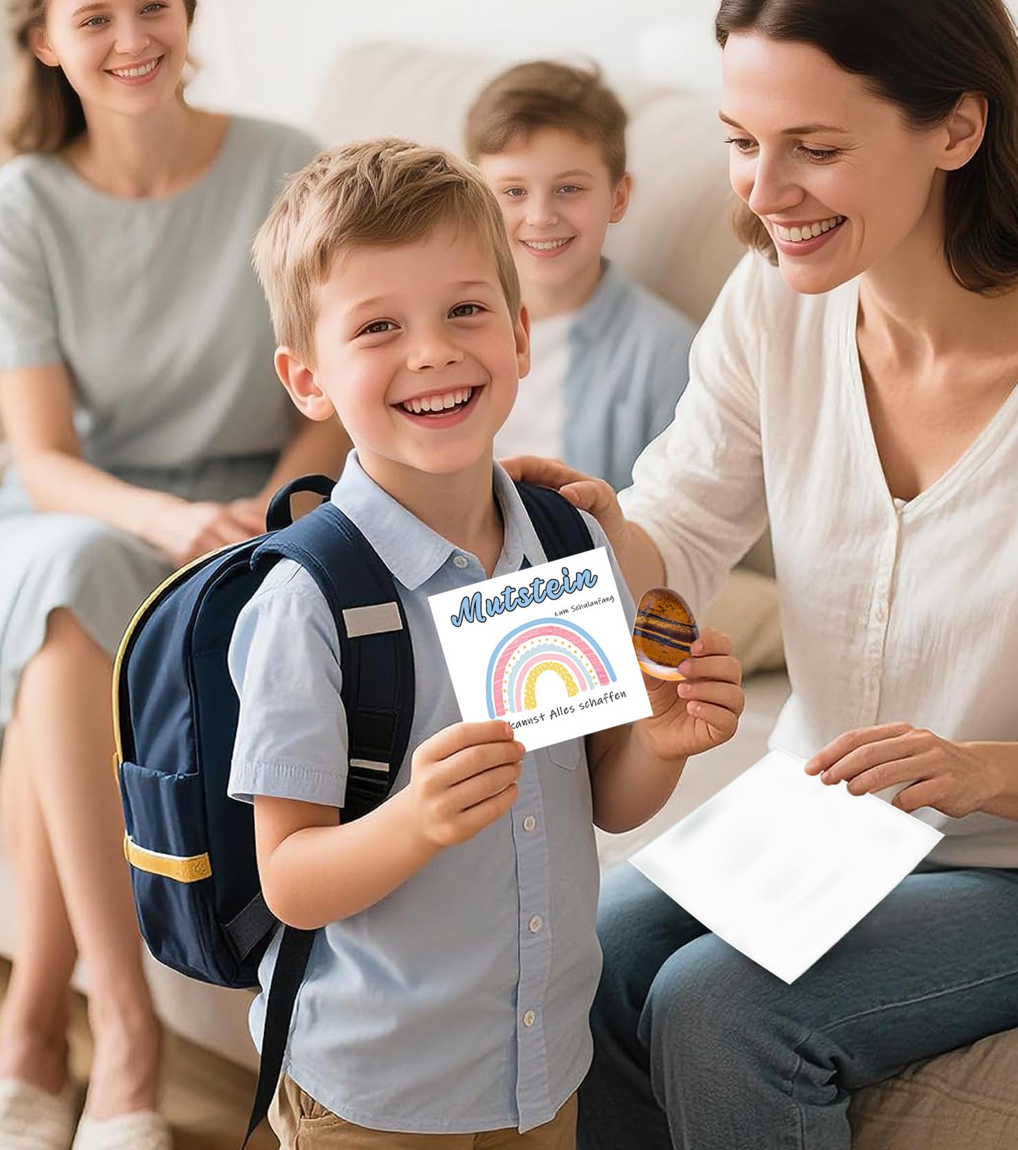 Mutstein per bambini Inizio della scuola, occhio di tigre, pietra portafortuna, regalo per ragazzi 2025