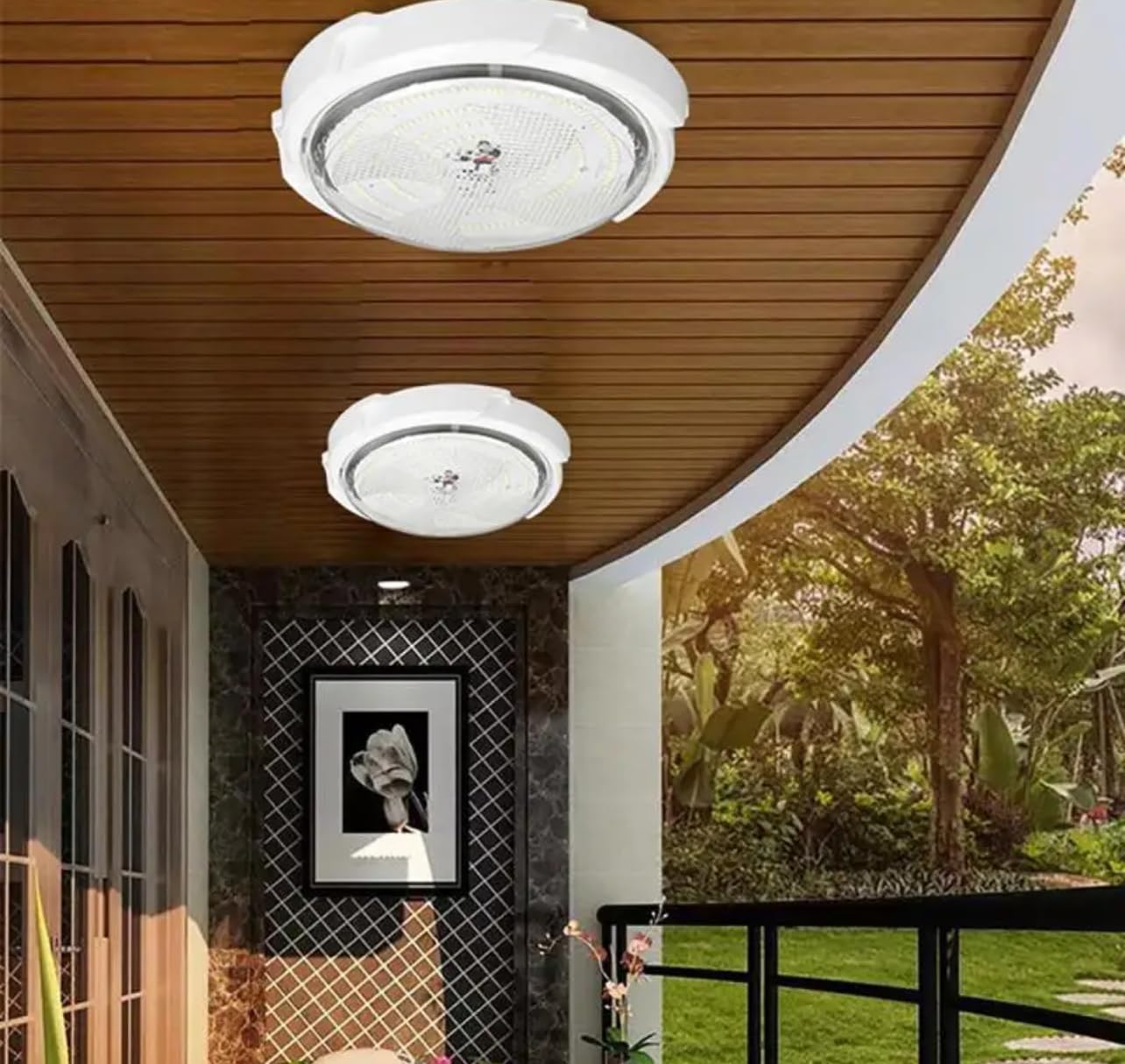 Generico Luce Solare Led Interni/Esterno con Sensore di Movimento, Plafoniera Solare con Timer Telecomando [200w /3Modes] 6000K Bianco Freddo con Estensore da 5M Per Soffitti