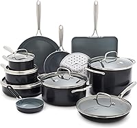 GreenPan Swift 17-Piece Ceramic Nonstick Cookware Set, PFAS-Free Pots & Pans, Oven Safe to 600°F, Dishwasher Safe, Gray