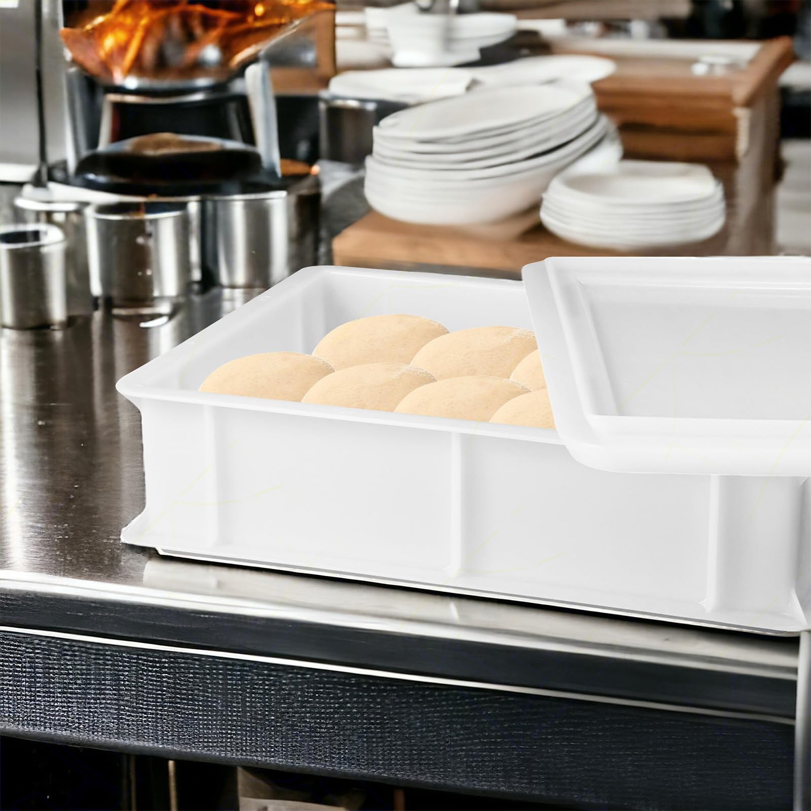 Sicignano Set 2 Cassette Per Impasti 40x30x10 Cm Con Coperchio E Spatola – In Polietilene Alimentare, Lavabili In Lavastoviglie