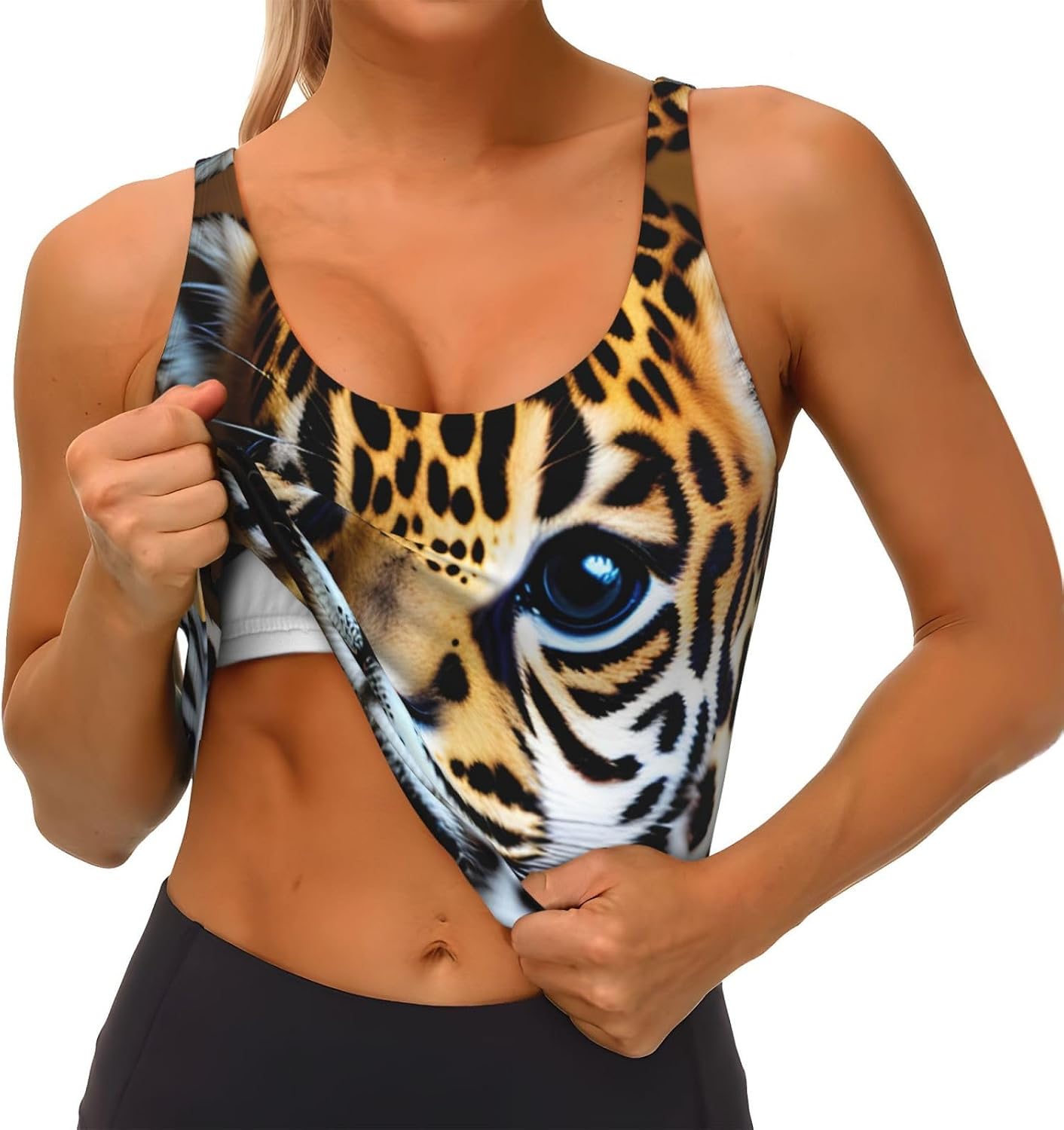 Cute Baby Jaguar Print Sports Bra for Women,Padded,Racerback,Perfect for Yoga,Workout and Running