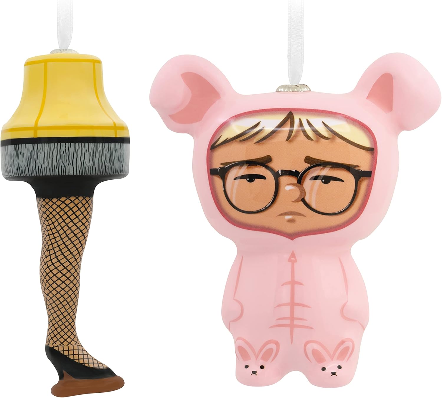 Hallmark A Christmas Story Leg Lamp and Ralphie in Bunny Suit Decoupage