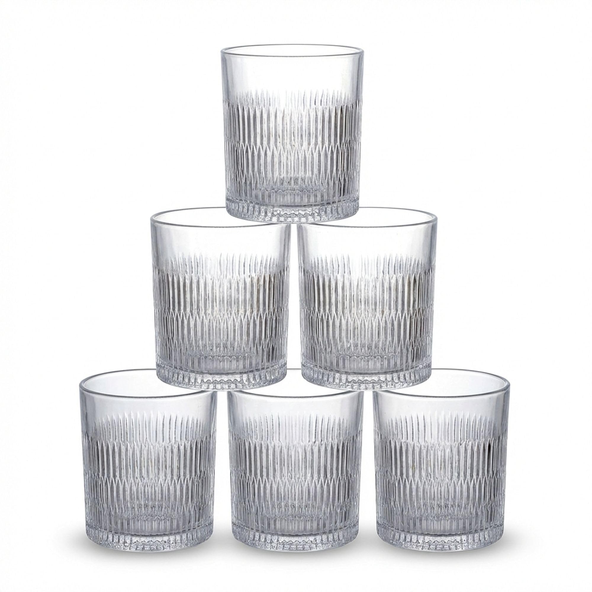INDE SANTA CLARA | Set 6 Vasos de Cristal Agua 35cl Skye Tallado Transparente, Vasos Bajos de Vidrio Claro, Vasos Agua Aptos Lavavajillas y Microondas — view 6