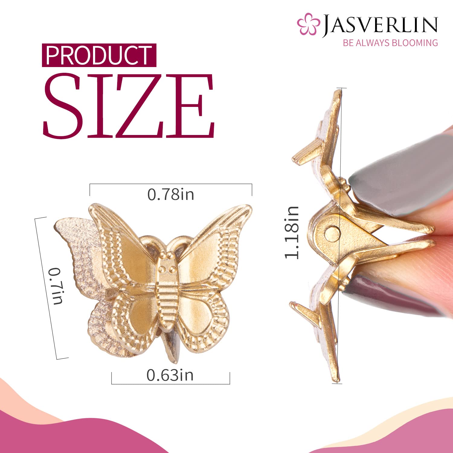 JASVERLIN Mini Butterfly Hair Clips 50pcs - Image 3