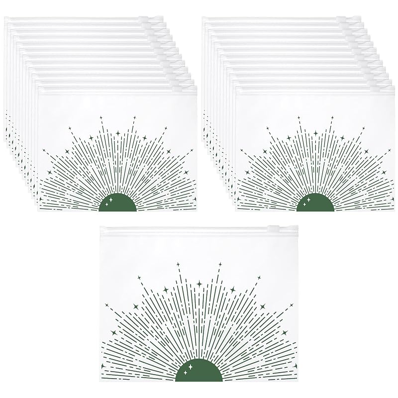 Necessaire de maquiagem Reginary em EVA com zíper, estampa boho verde-sálvia, Pacote com 50