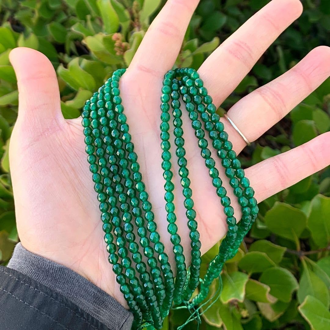 Adabele 450pcs Natural Emerald Green Jade Healing Gemstone 4mm (0.16 Inch) Small Faceted Round Loose Beads Gem Stone Spacer for Jewelry Making GH-B10 - Image 2