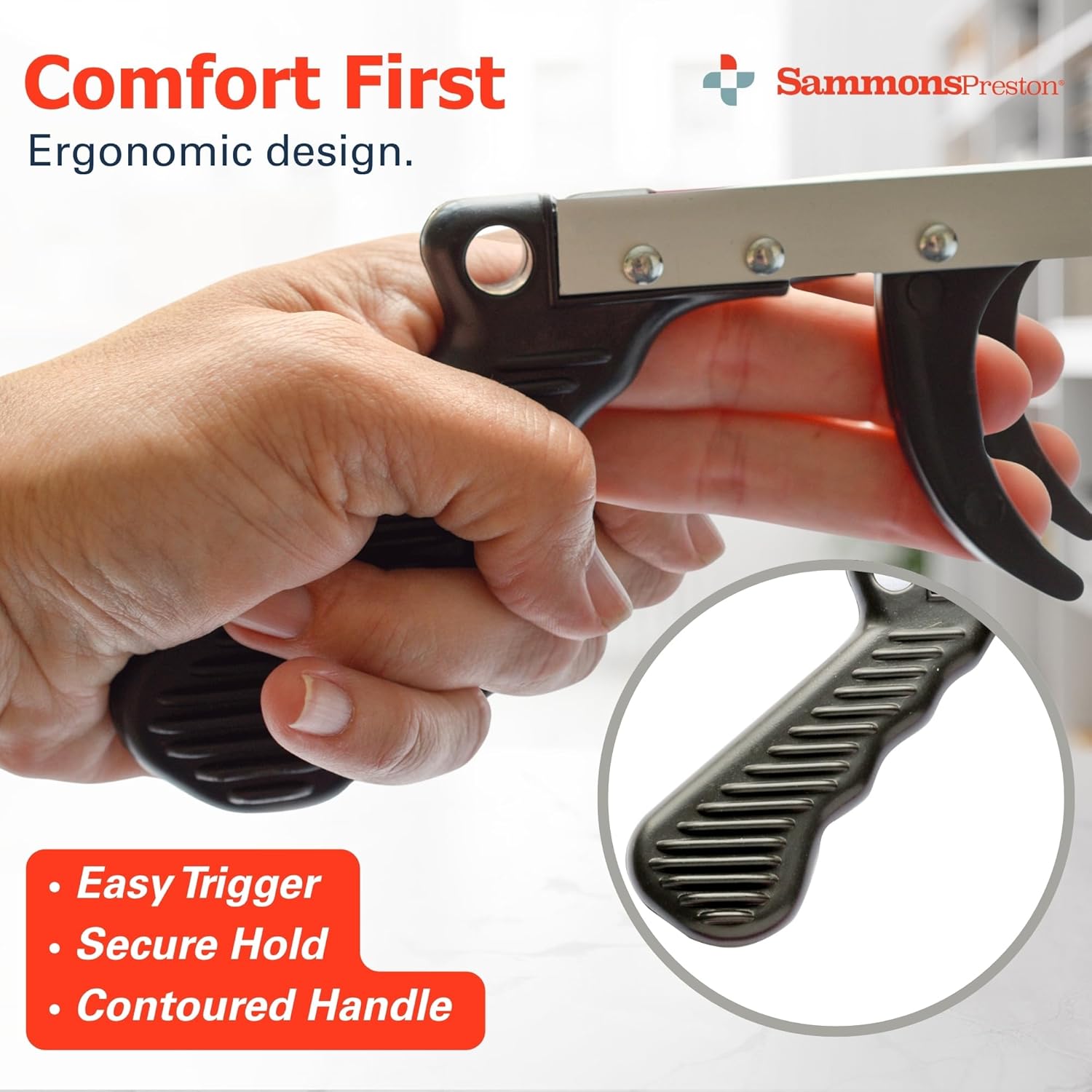 Sammons Preston Reacher, 26" Lightweight Grabber Reacher Tool with Magnetic Tip, Ergonomic Grip & Claw Jaw, Portable Reaching Aid for Seniors, Daily Living & Home Use, Standard Silver, 2 pack
