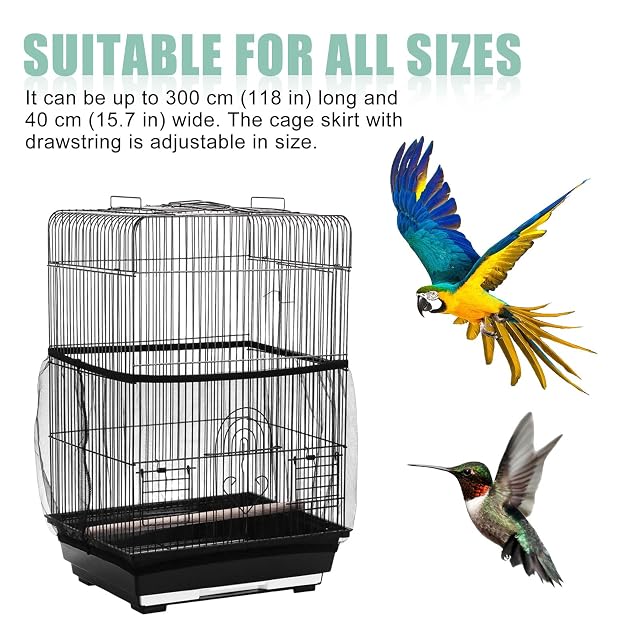 Foto 4 de 7 de 3 Piezas Cubierta Ajustable de Jaula de Pájaros,Colector de Plumas Semillas 300cm,Rejilla Jaula para Loros…
