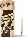 RAW Cones Classic 1-1/4 Size - 50 Pack - Slow Burning Pre Rolled Cones made of Paper with Tips & Packing Tubes Included