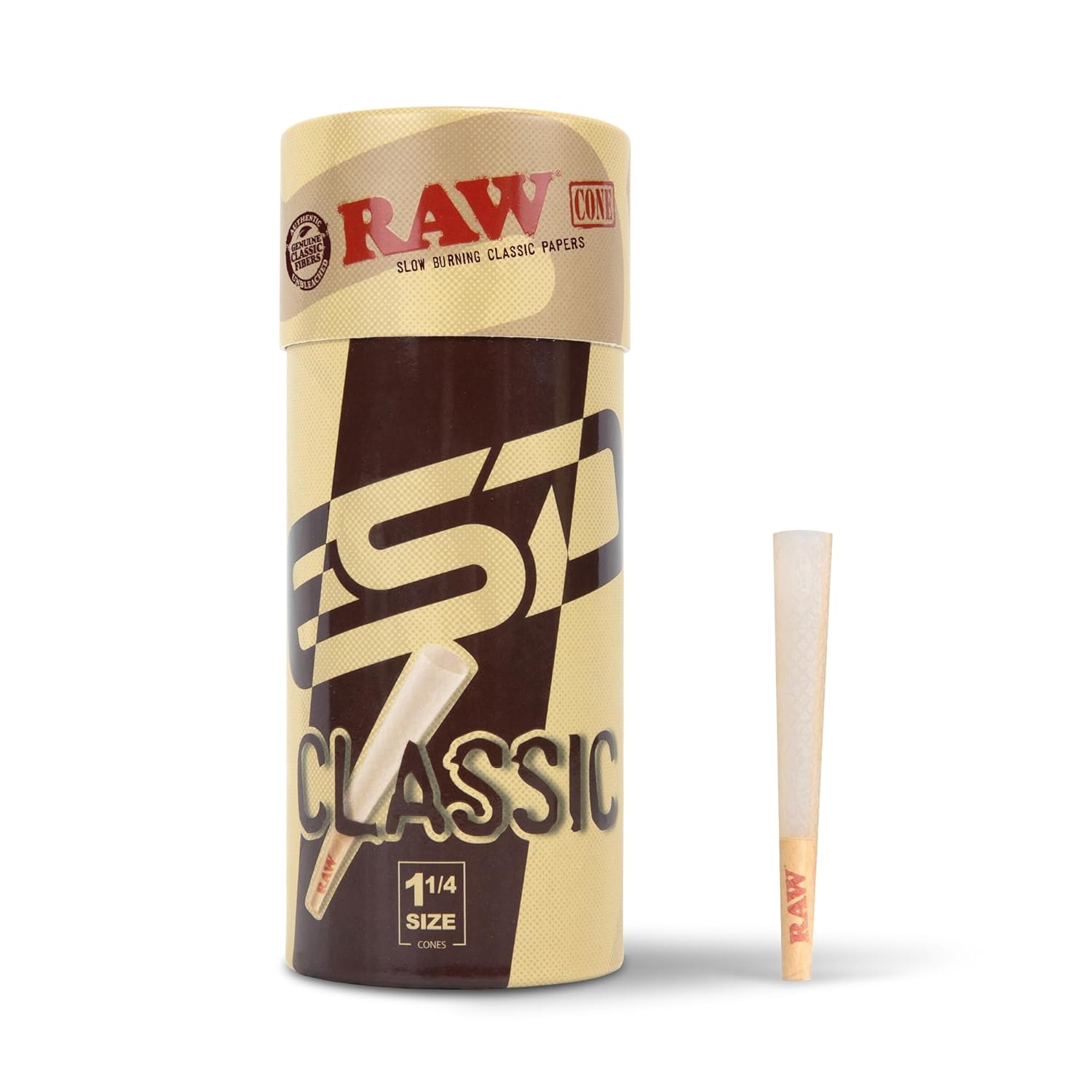 RAW Cones Classic 1-1 4 Size - 50 Pack - Slow Burning Pre Rolled Cones made of Paper