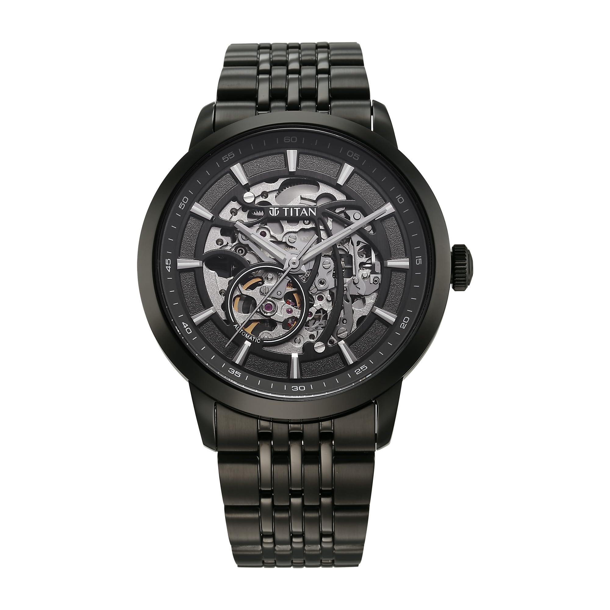 Titan Phoenix Skeletal Automatic Analog with Gun Dial Black Stainless 