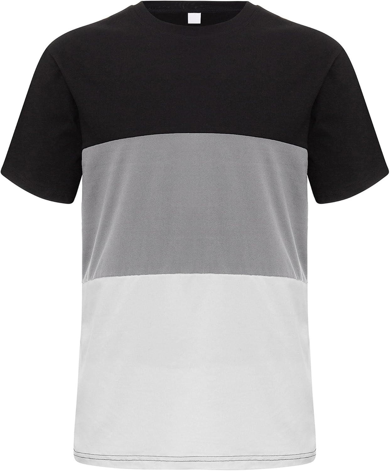 Men Summer Color Block Athletic T Shirt Round Collar Short Sleeve Cozy Shirt Classic Daily Wear Street Pullover Top