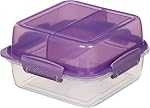 Sistema to GO Lunch Stack Square Lunch Box | 1.24 L Food Container with Bento-Style Compartments | BPA-Free | Colour May Vary