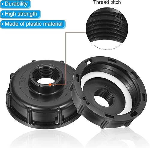 Miniatura 4 de PATIKIL IBC - Adaptador de bolsa de 2.362 in, rosca gruesa, salida de 12 pulgada, conector de tapón de drenaje de 275-330 galones para tanque de