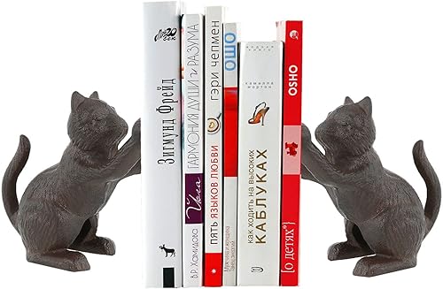 KAVSI Sujetalibros decorativos para gatos extremos únicos de hierro fundido para guardar libros resistentes decoración antigua vintage del hogar