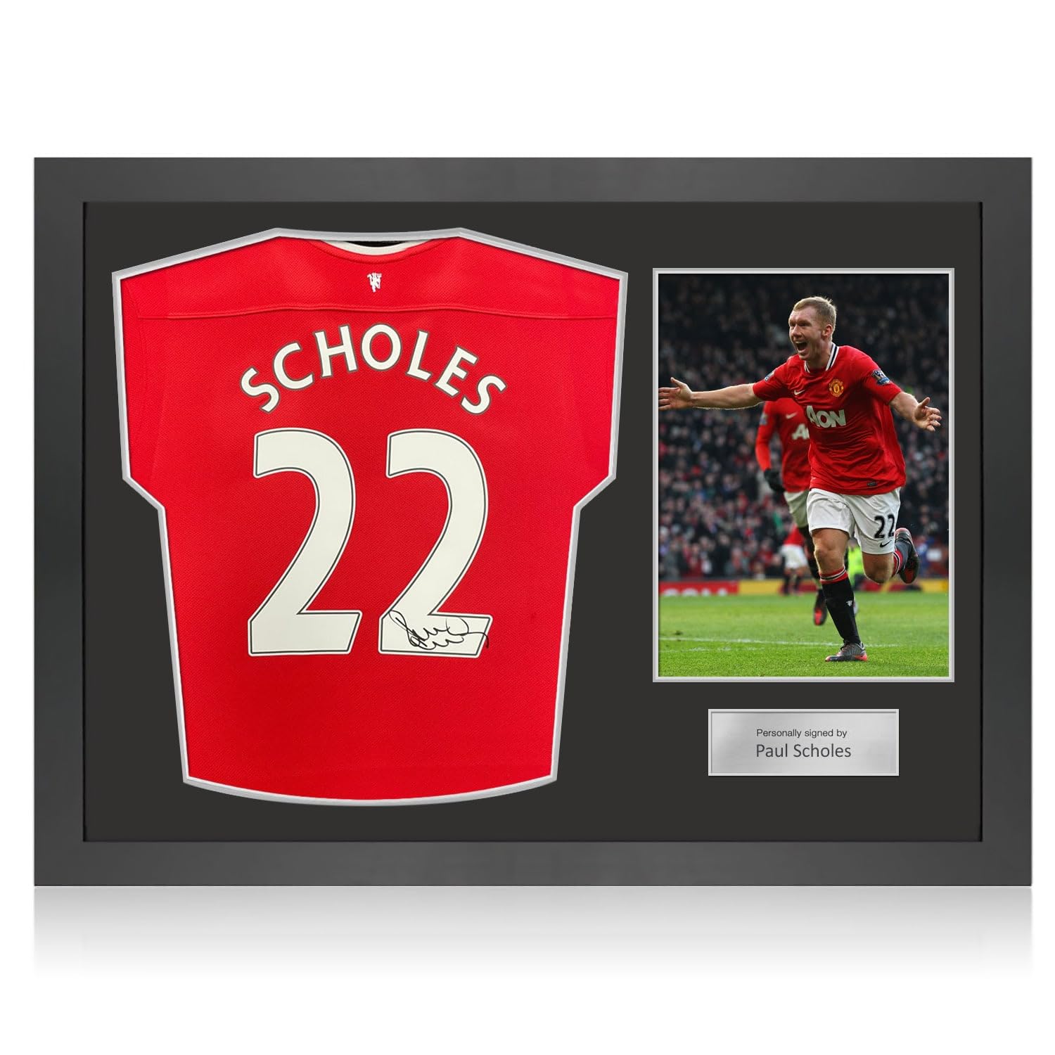 Exclusive Memorabilia Paul Scholes Signed Original Manchester United 2011-12 Football Shirt. Icon Frame