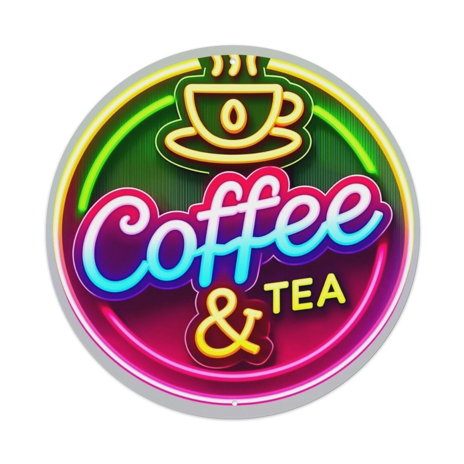 Jdyansheng Vintage Neon Coffee And Tea Sign Tin Sign Metal Poster Metal Signs For Home Man Cave Bar Cafe Kitchen Laundry Room Wall Decorations 8X8 Inches