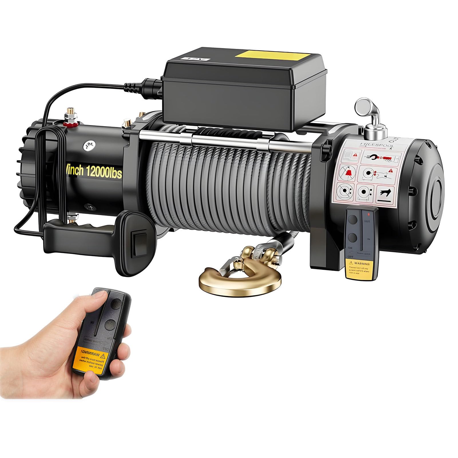 Elektryczna wciągarka 12 V/24 V do pojazdów terenowych, holowania i ciągnięcia, nośność 1,360-2,721 kg, duża wydajność skrętna, idealna do regeneracji i podnoszenia ciężarów