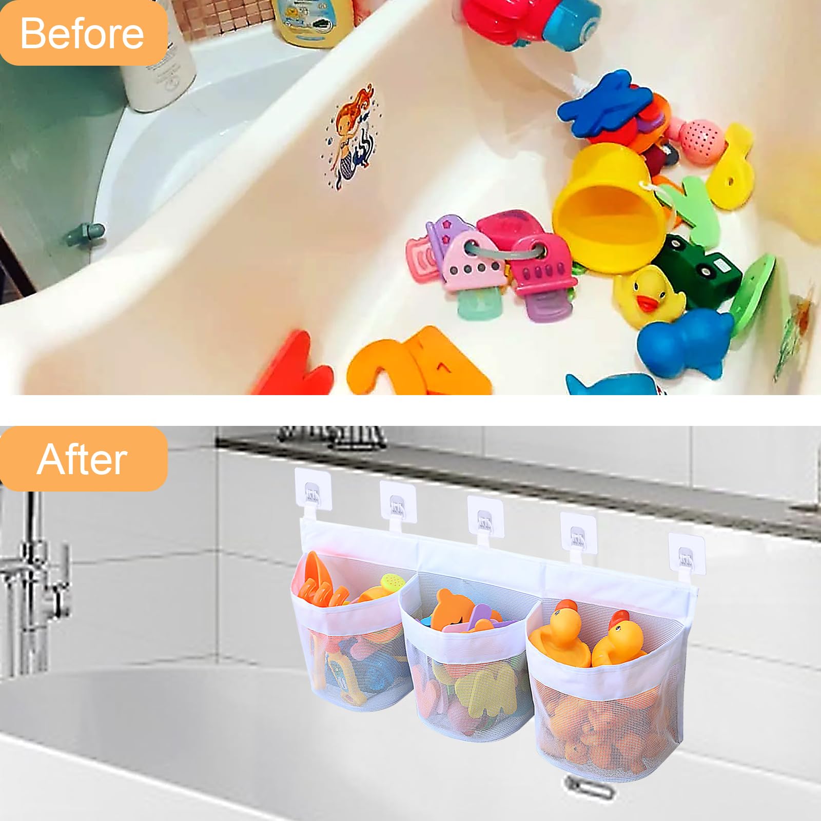 Filet De Rangement Pour Jouets De Bain - Organiseur Avec 2 Crochets Et Compartiments - Motif Koala - Drainage Rapide, Jusqu'à 5,5 Kg De Charge