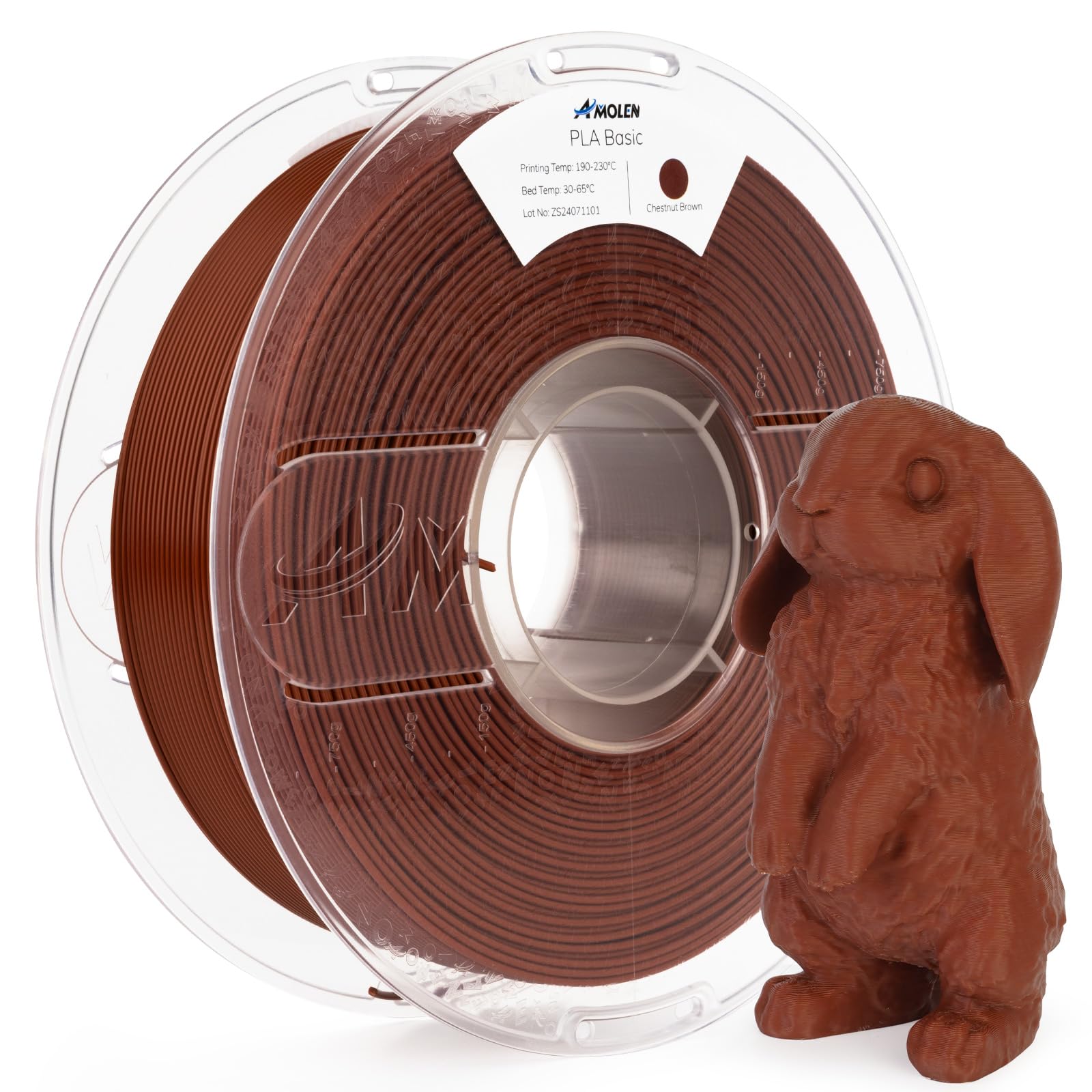 AMOLEN 3D Printer Filament PLA, True High Speed 600mm/s 1.75mm PLA Filament Chestnut Brown PLA, 1KG/2.2lb, Dimensional Accuracy +/- 0.02 mm, Smooth &