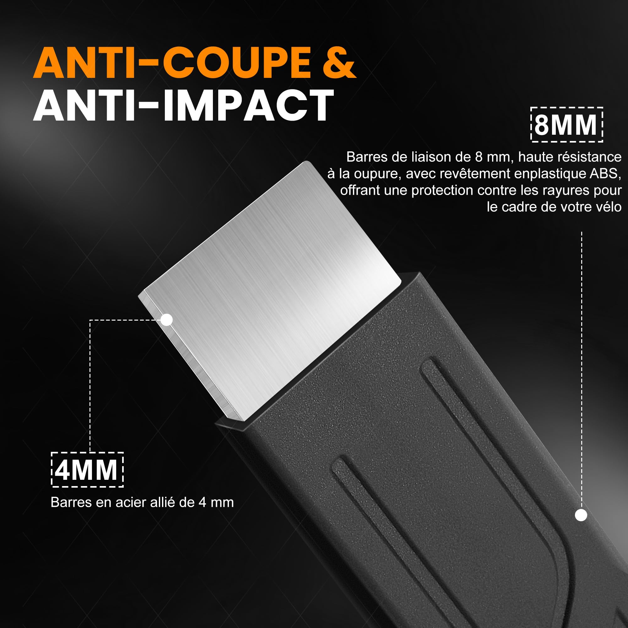 Antivol Velo Pliable Haute Sécurité 100cm Cadenas avec Support 2 Clés en Alliages Haute Résistance