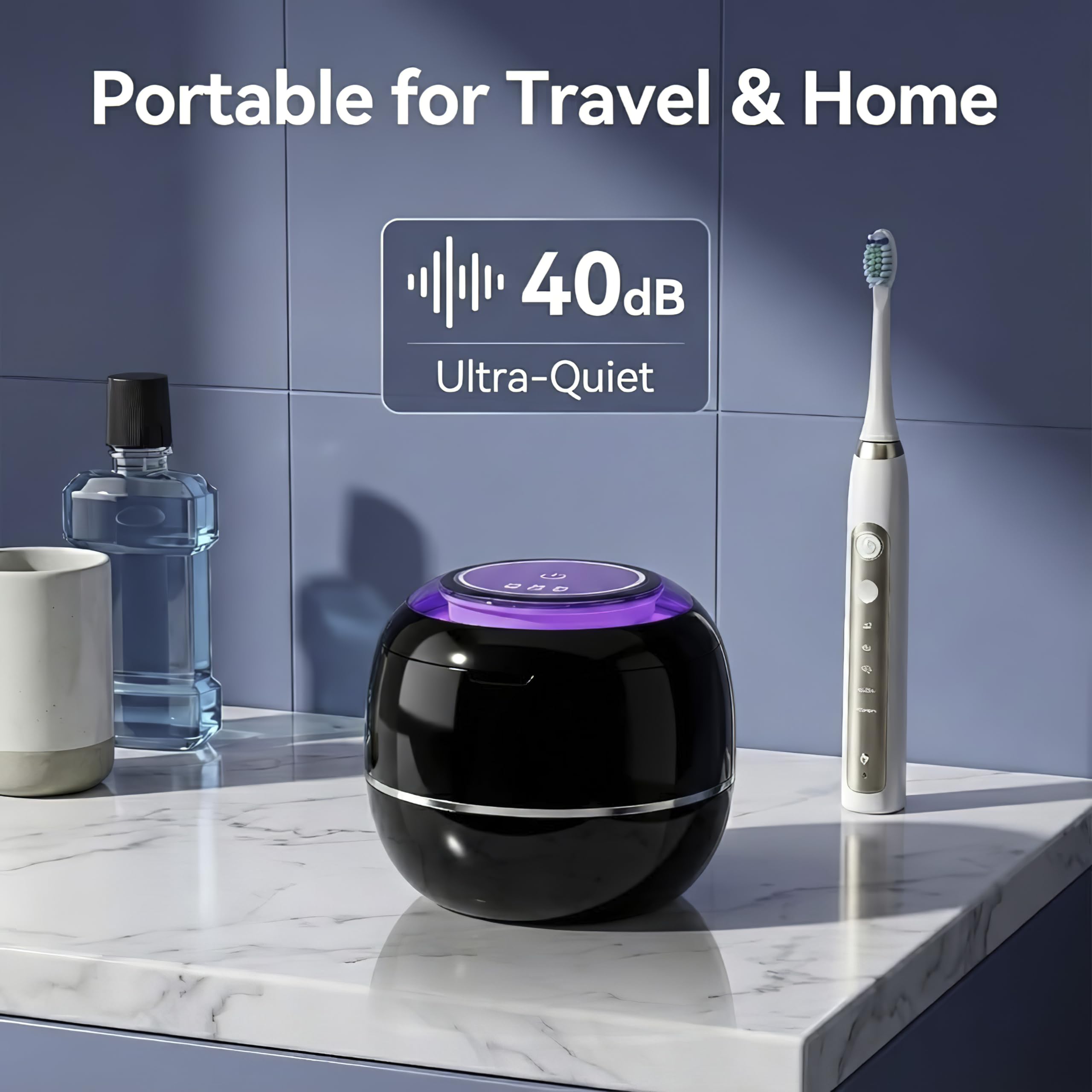 Macchina per pulizia a ultrasuoni, nero, 42 kHz, per protesi, testine di spazzolino, gioielli, bretelle, timer digitale con 2 modalità, 180 ml, rivestimento interno in acciaio inossidabile