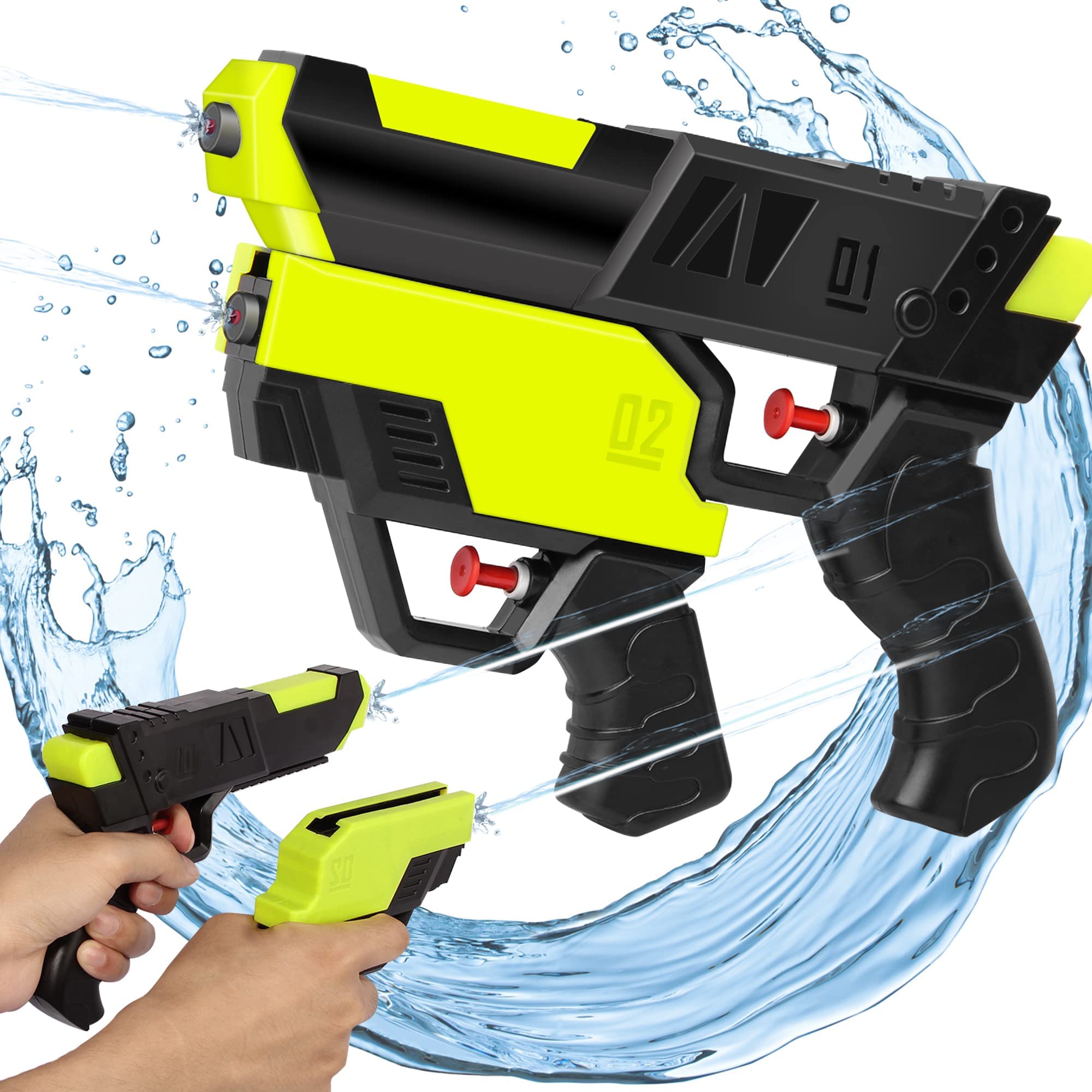 2 in 1 Squirt Pistols, Manual Water Pistols, Powerful Pool Water Pistol Toys for Kids, Ages over 12, Green Space