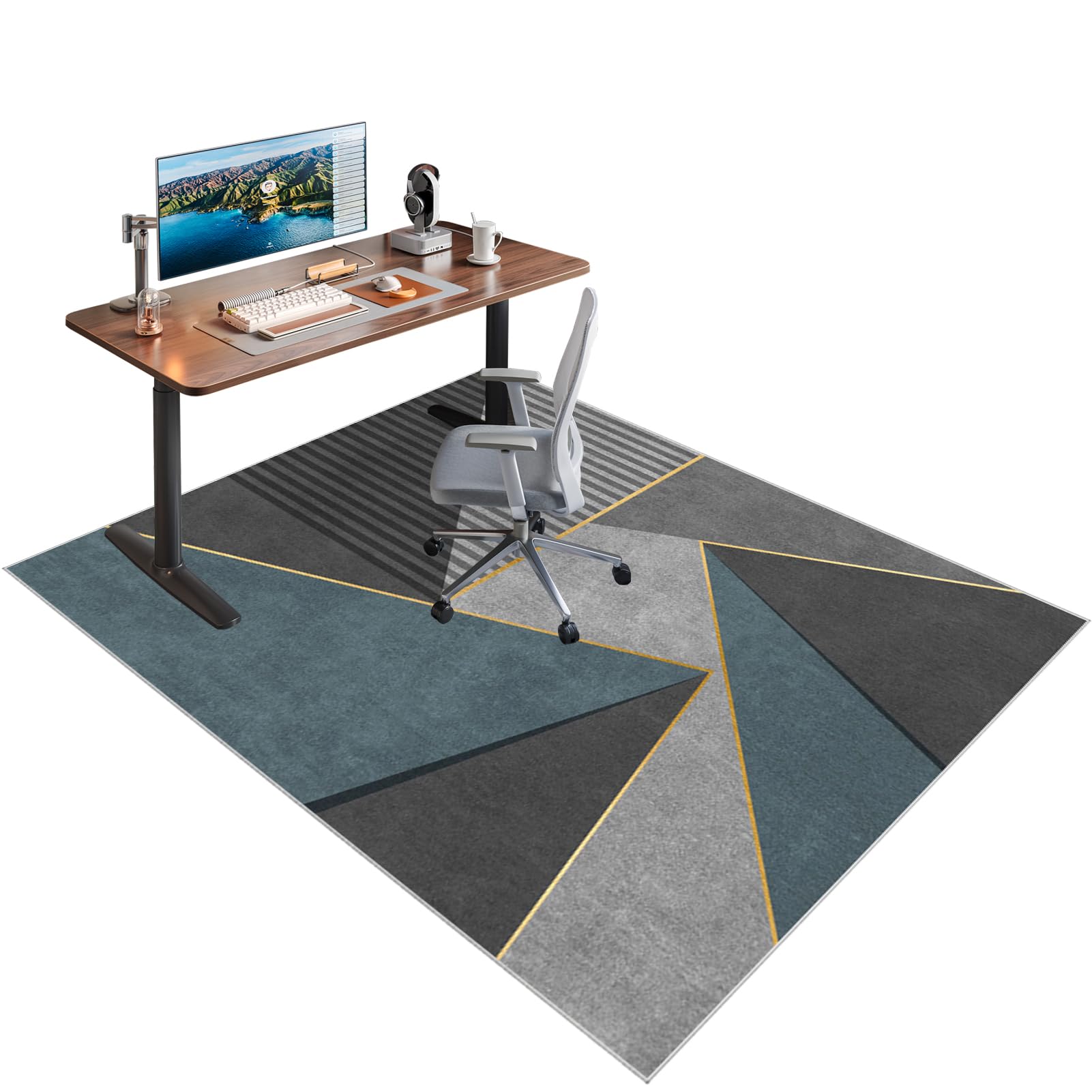 Tapis Gaming Sol Tapis de Protectors pour Chaise Bureau Antidérapant Tapis sous Chaise Bureaupour parquet sols durs Fauteuils de Gaming Tapis pour Chaise de Bureau Tapis de Sol Gamer 160 x 180 cm