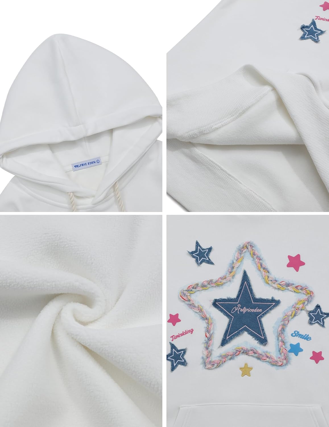 Aelfric Eden Womens Oversized Hoodies Star Graphic Fleece Hooded Streetwear Unisex Sweatshirts Pullover with Pocket - Image 4