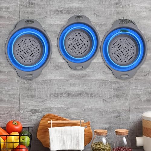 Miniatura 6 de Colador plegable, juego de 2 coladores plegables, colador de cocina que ahorra espacio, colador plegable de silicona de grado alimenticio con asa