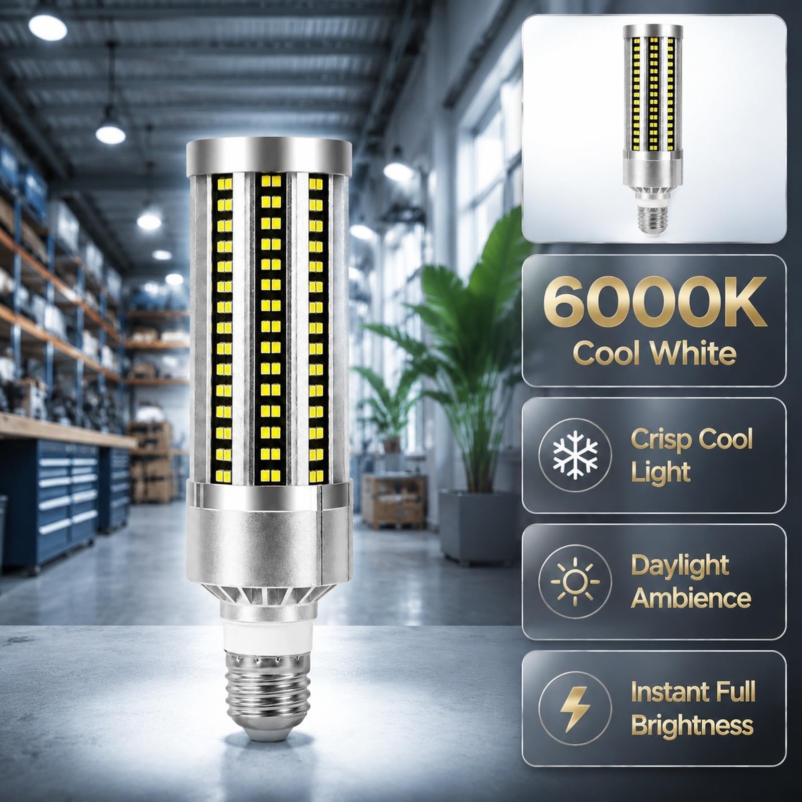 Lampadina LED Mais E27 54W 3000K 6000K 4380LM Alta Potenza Non Dimmerabile
